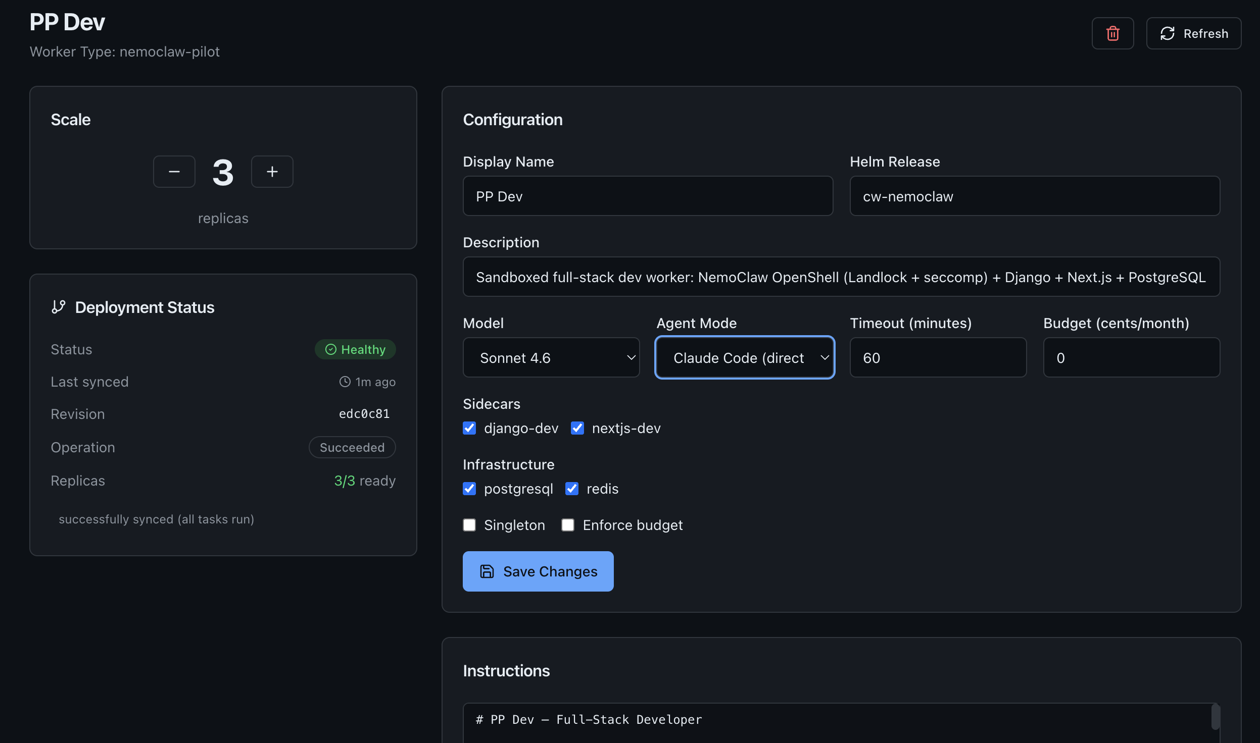 Worker configuration